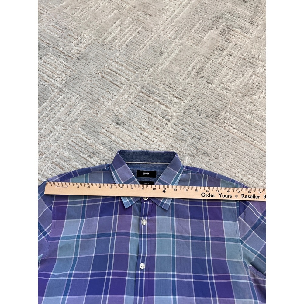 BOSS Hugo Boss Plaid Short Sleeve Button Up Shirt Mens Casual - Picture 7 of 16
